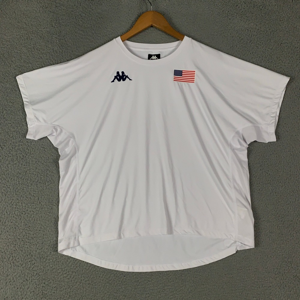 Kappa Gara Training Shirt Adult Large White Athletic Performance USA Federation